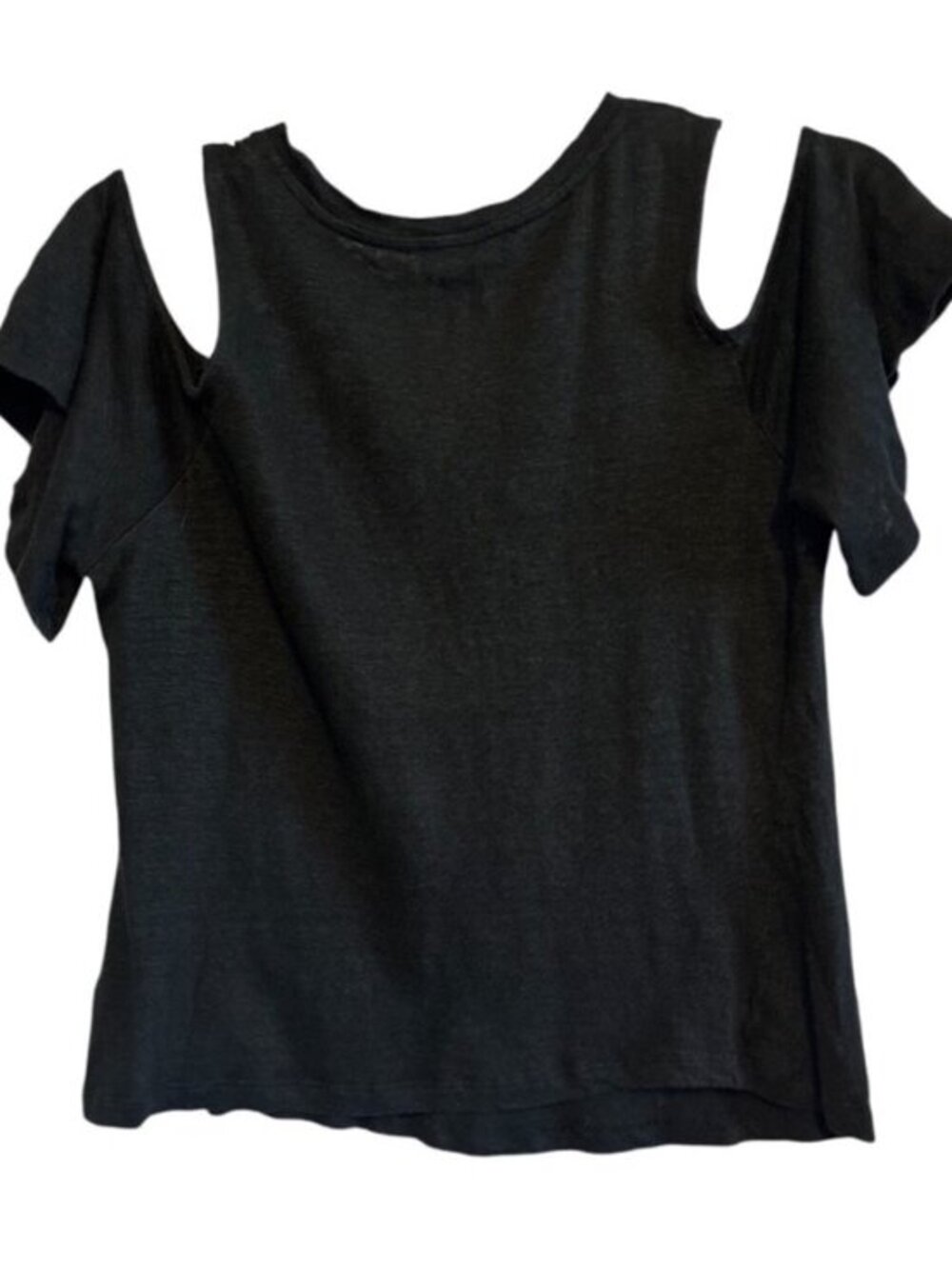 Miss Me Black Key Hole Short Sleeve Fun Chic Top Size Medium